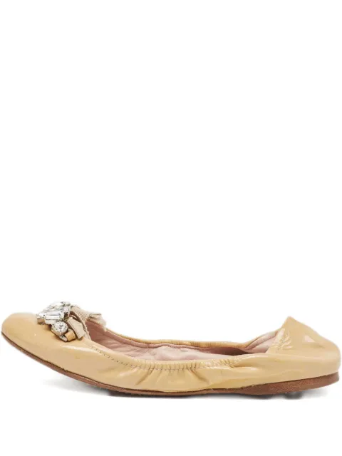 Miu Miu Pre-Owned crystal-embellished ballet flats Neutrals 922754