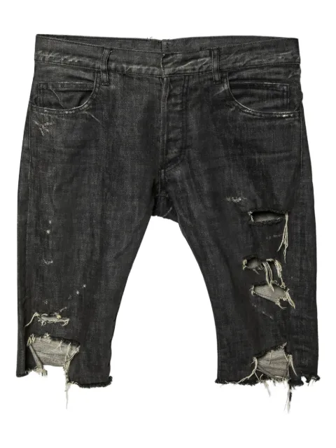 Balmain Pre-Owned distressed-effect frayed-edge shorts Grey 626219