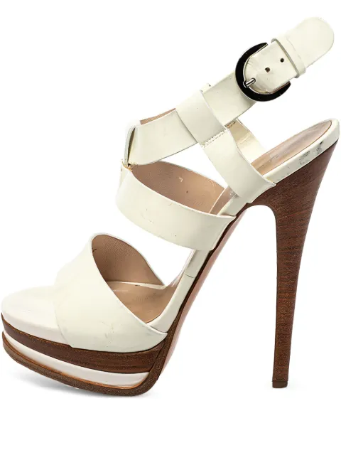 Casadei Vintage 140mm patent-leather platform sandals White 405113