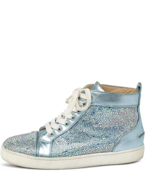 Christian Louboutin Pre-Owned crystal-embellished sneakers Blue 425095