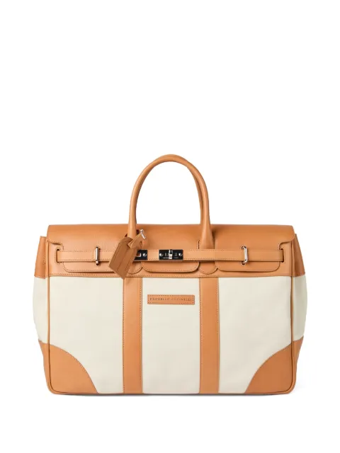 Brunello Cucinelli leather-trimmed canvas holdall Neutrals MBATBU071COK17