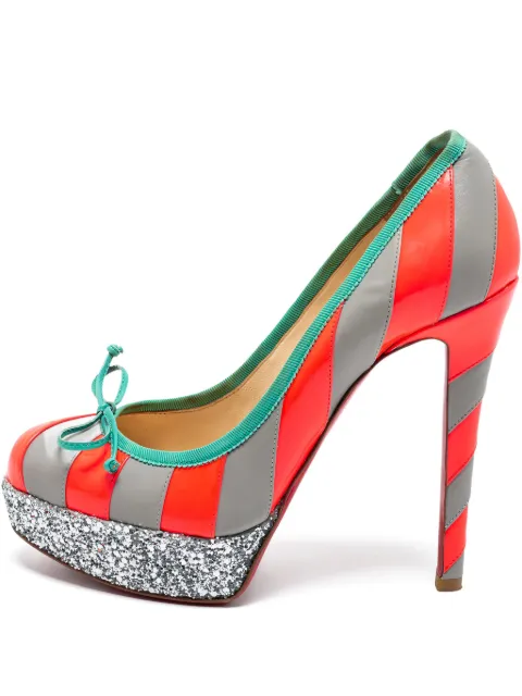 Christian Louboutin Pre-Owned 125mm striped pumps Grey 687473