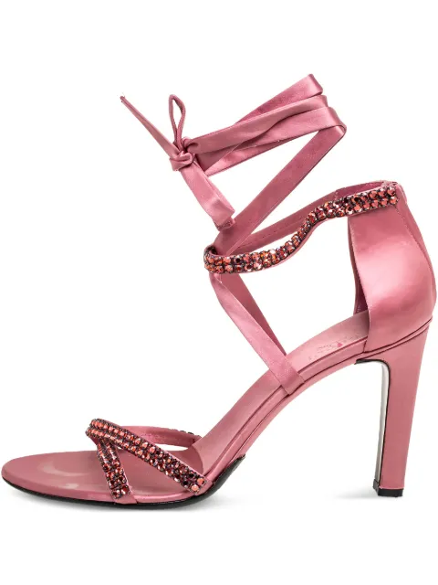 Gucci Pre-Owned 105mm satin crystal-embellished sandals Pink 594969