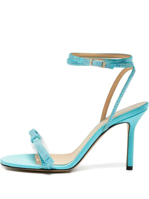 MACH & MACH pre-owned 90mm crystal bow sandals Blue 1089696