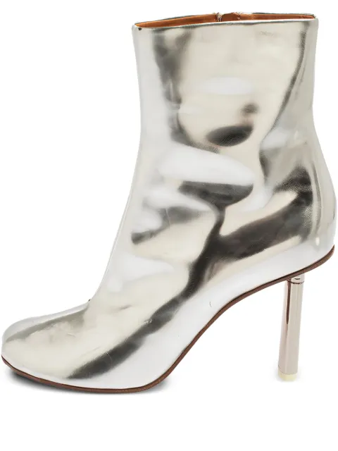 VETEMENTS 85mm metallic leather ankle boots Silver 428764