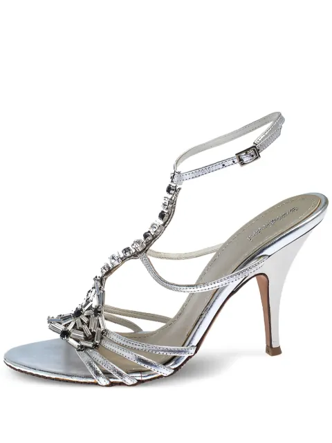 Baldinini pre-owned 100mm crystal-strap sandals Silver 243265