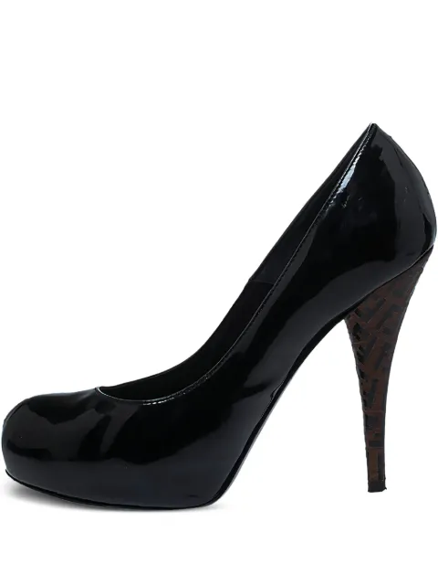 Fendi Pre-Owned 115MM Patent Leather FF Logo Pumps Black 286295