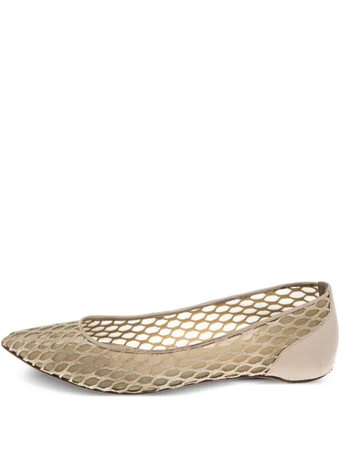 Christian Louboutin Pre-Owned netted pointed-toe ballet flats Neutrals 534373