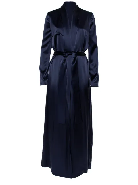 Galvan London pre-owned satin belted coat Blue 438192