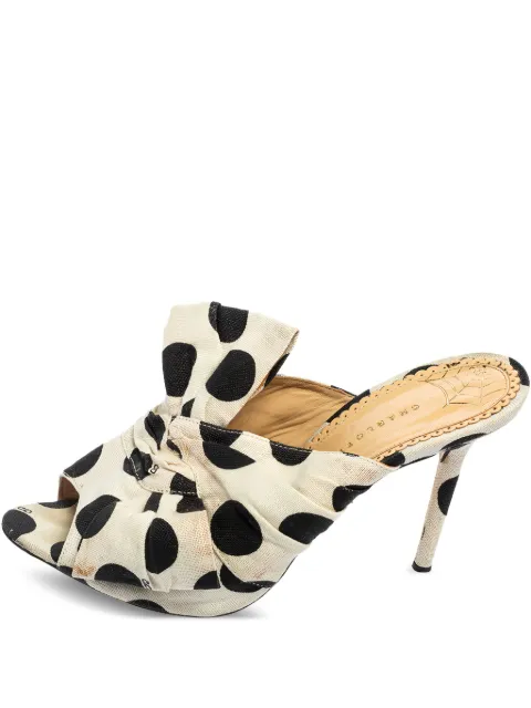 Charlotte Olympia Pre-owned 100mm polka-dot bow sandals White 557928