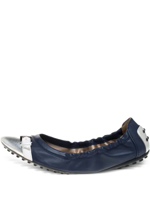 Tod's Vintage metallic effect-toe ballet flats Blue 264137