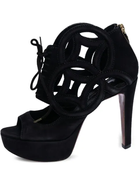 Louis Vuitton Pre-Owned 120mm monogram-cut out sandals Black 320574