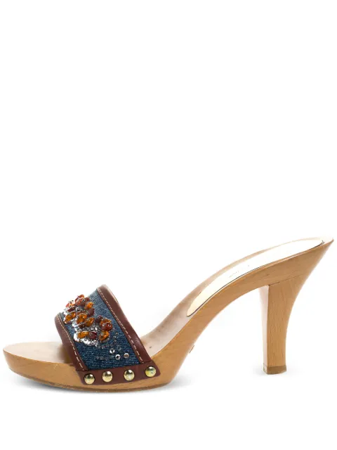 Dolce & Gabbana Pre-Owned bead-embellished sandals Blue 268347