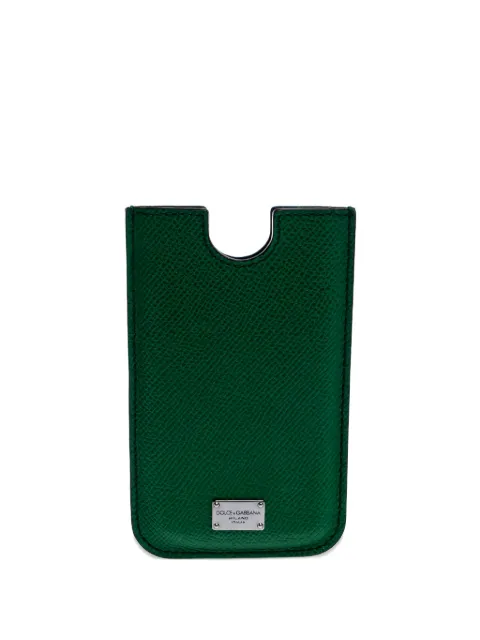 Dolce & Gabbana Pre-Owned textured leather phone case Green 246641