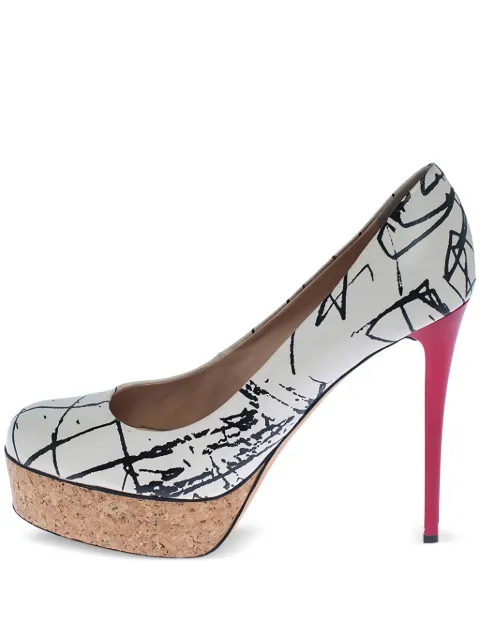 Giuseppe Zanotti Vintage 120mm abstract-pattern print heeled pumps White 238245