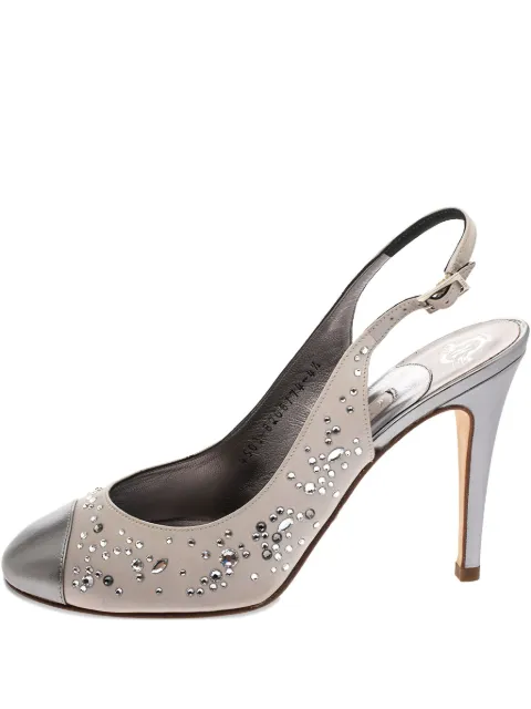 Gina 2024 pre owned 105mm slingback sandals Grey 287761