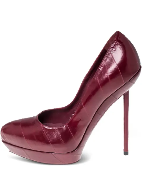 Saint Laurent Pre-Owned 105mm Divine leather platform pumps Red 236036