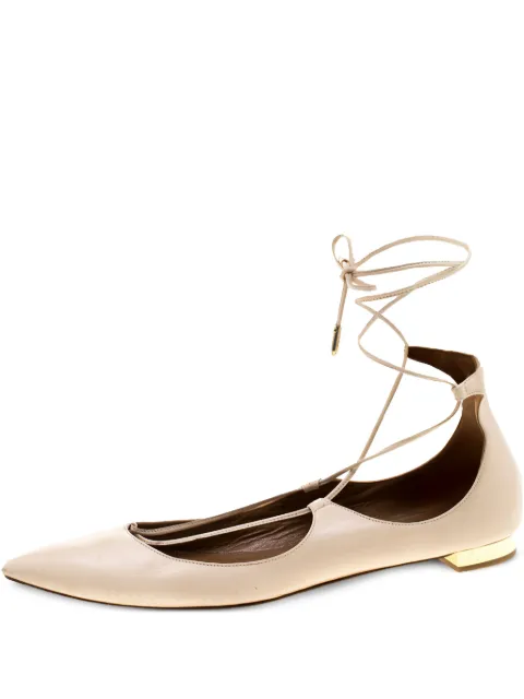 Aquazzura pre-owned pointed-toe lace-up flats Neutrals 233230