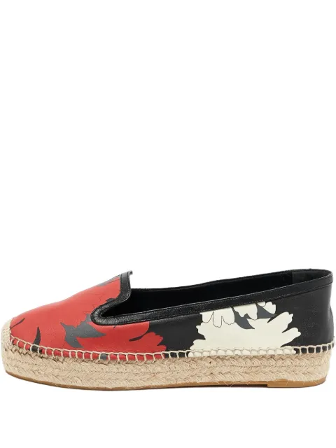 Alexander McQueen Pre-Owned floral-print leather espadrilles Red 1079450
