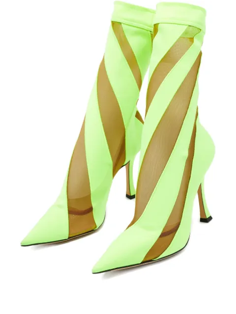 Jimmy Choo Pre-Owned x Mugler 110mm mesh panel point toe boots Green 973274