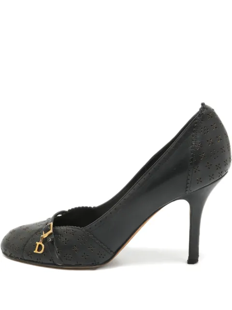 Christian Dior Pre-Owned 90mm Dior cut-out leather pumps Black 952731