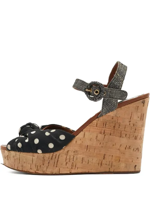 Dolce & Gabbana Pre-Owned 110mm polka-dot wedge sandals Black 929292