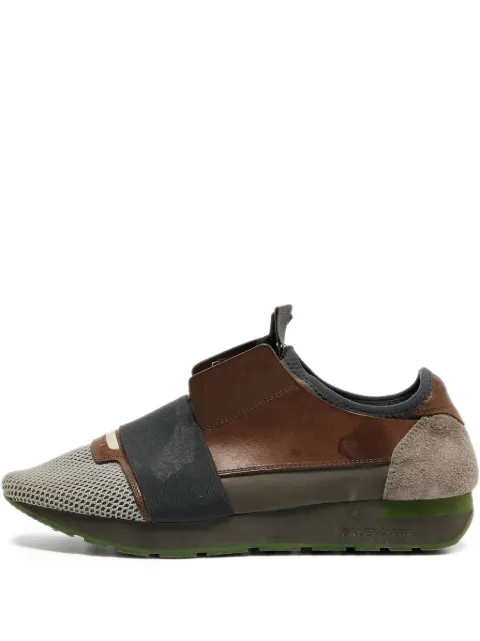Balenciaga Pre-Owned leather-mesh sneakers Brown 928608