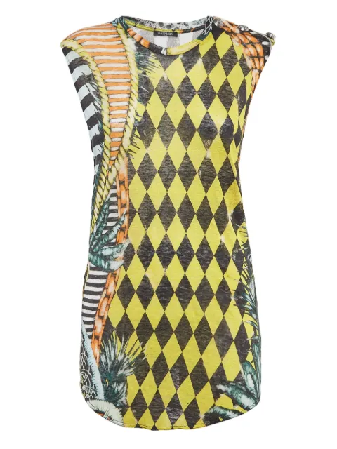 Balmain Pre-Owned printed linen top White 949566