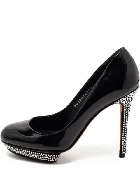 Gina pre-owned 110mm rhinestone-embellished pumps Black 770176