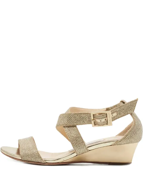 Jimmy Choo Pre-Owned 40mm glitter sandals Gold 823593