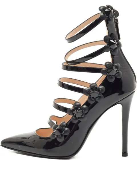 Fendi Pre-Owned 100mm Flowerland patent-leather pumps Black 824183