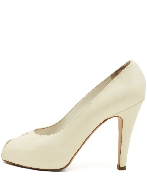 CHANEL Pre-Owned 115mm CC peep-toe pumps Neutrals 740223