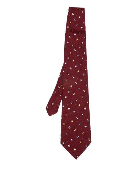 Dunhill Pre-owned Zodiac silk tie Red 604201