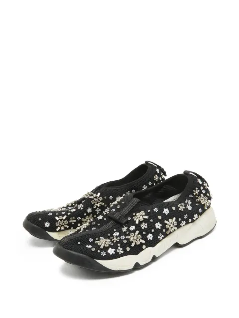 Christian Dior Pre-Owned floral-appliqué sneakers Black 963340