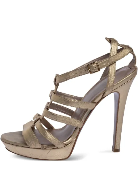 Versace Pre-Owned 120mm patent-leather cage sandals Gold 325238