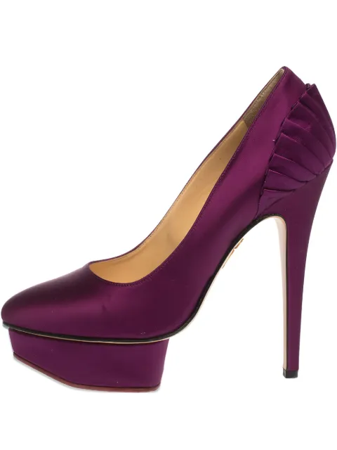 Charlotte Olympia pre-owned 150mm satin platform pumps Purple 295816