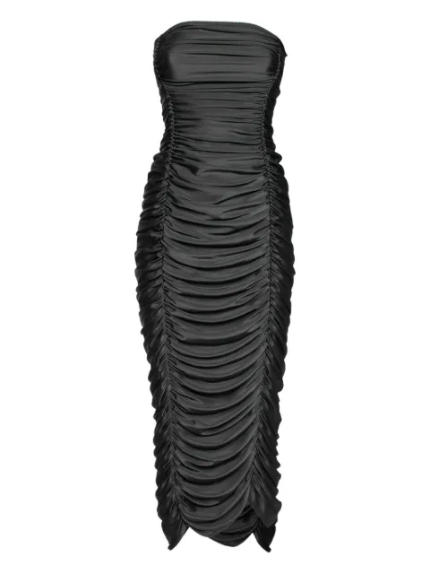 Norma Kamali Vintage pre-owned ruched strapless midi dress Black 628486
