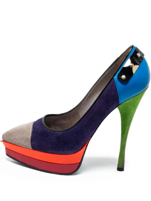 Versace Pre-Owned 140mm panelled pumps Purple 661679