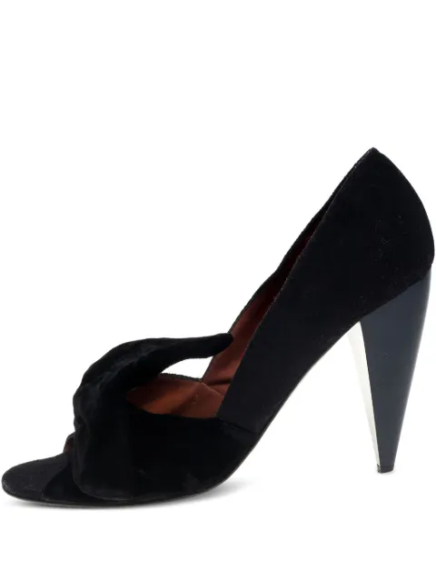 Lanvin Pre-Owned 105mm velvet bow-detailing pumps Black 396530