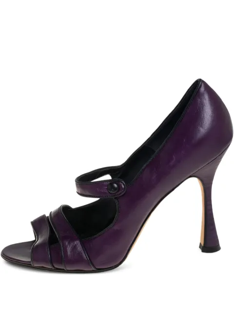 Manolo Blahnik pre-owned 100mm strap-detail heels Purple 456822