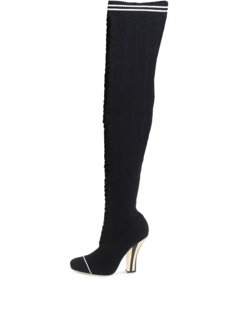Fendi Pre-Owned 115mm lace-up thigh-high boots Black 427340