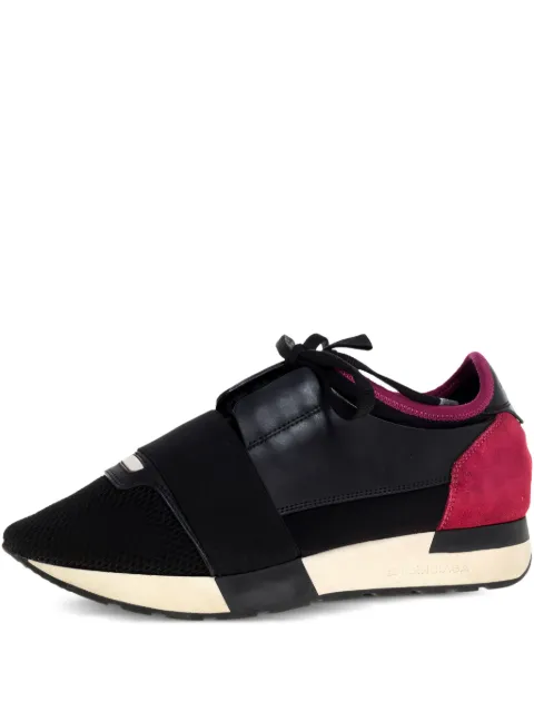 Balenciaga Pre-Owned race runner leather-strap sneakers Black 320157