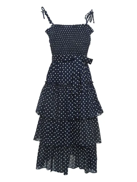 Tory Burch 2023 tiered polka-dot midi dress Blue 923135