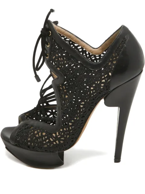 Nicholas Kirkwood 130MM pre-owned lace platform booties Black 947196