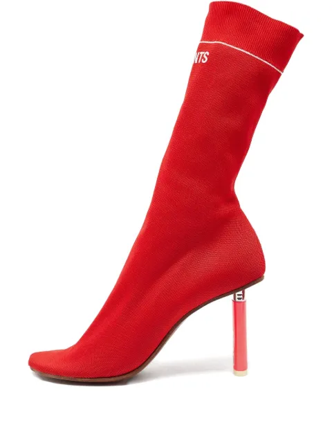 VETEMENTS 90mm lipstick knitted boots Red 972526
