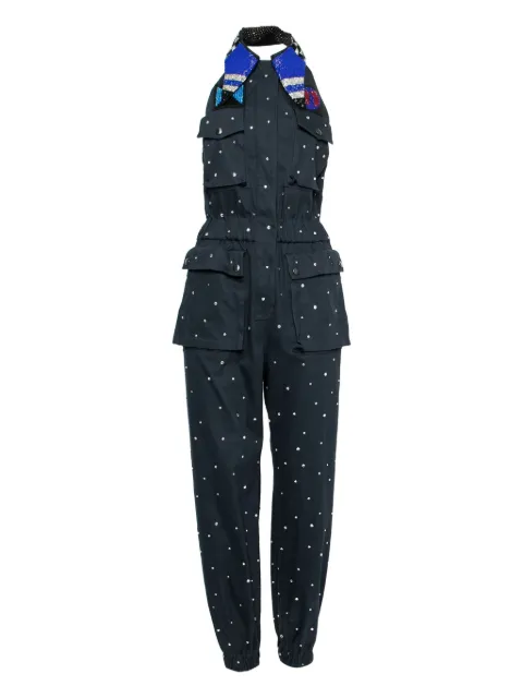 Miu Miu Pre-Owned 2017 bead-embellishment jumpsuit Blue 647693