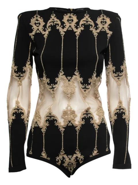 Balmain Pre-Owned embroidered bodysuit Black 756855