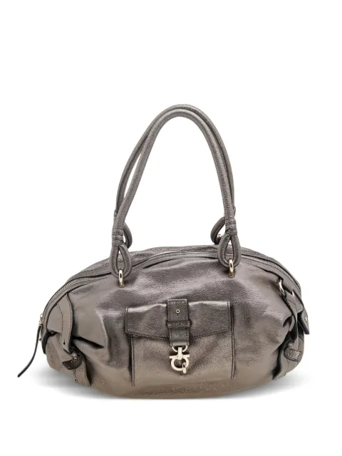 Ferragamo Pre-Owned metallic leather shoulder bag Silver 596966