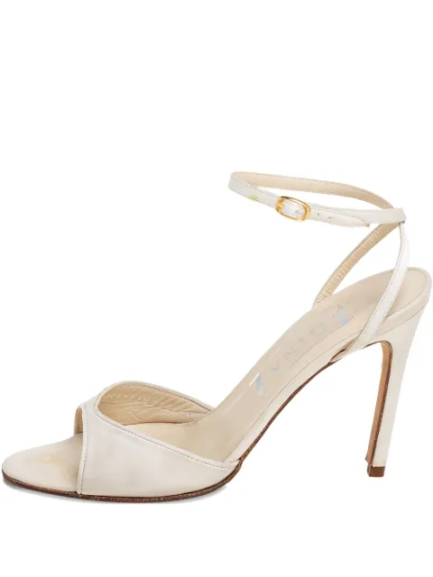 Gina Pre-owned 95mm satin sandals White 607213