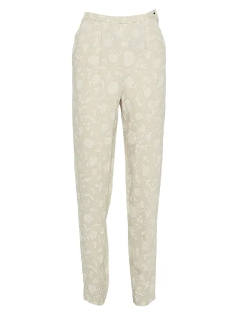 Giorgio Armani Pre-Owned floral-jacquard trousers Neutrals 437100